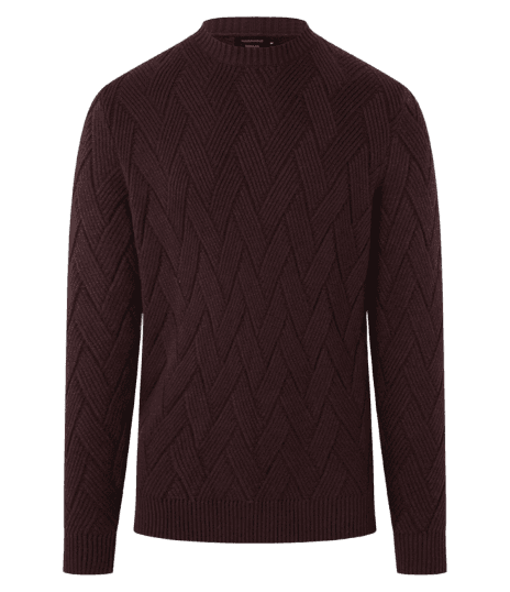 Suéter Em Tricô Com Textura Trançada Vinho
