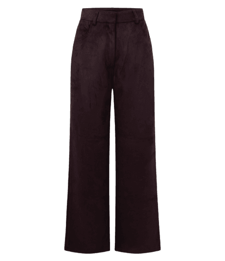 Calça Reta em Suede com Recortes