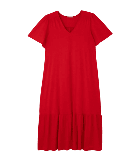 Vestido Midi Algodão com Recorte Franzido Curve & Plus Size