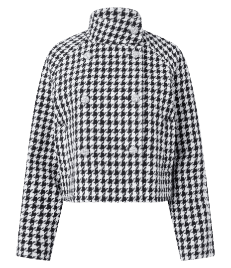 Casaco Curto com Estampa Pied de Poule