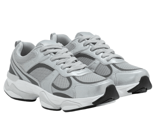 Tênis Running com Recortes e Texturizado Cinza