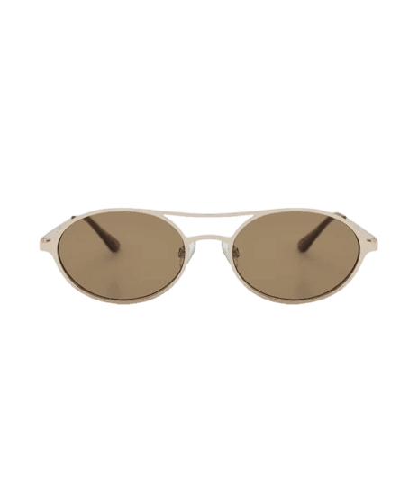 Óculos de Sol Oval com Hastes Metalizadas e Ponte Dulpa Dourado