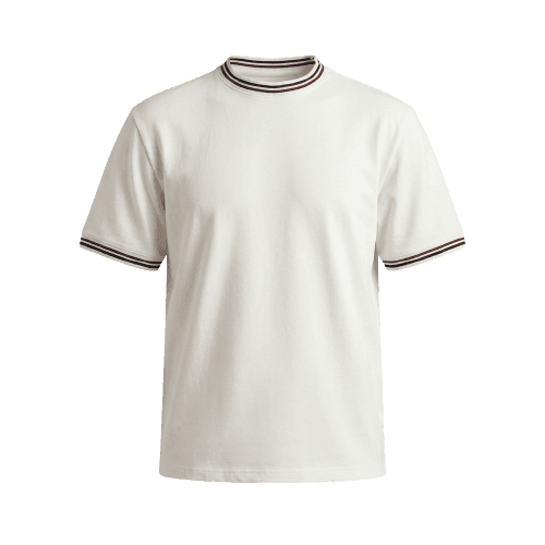 camiseta masculina com algodão e listras manga curta off white