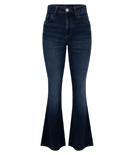 Calça Flare Jeans com Bolsos Funcionais