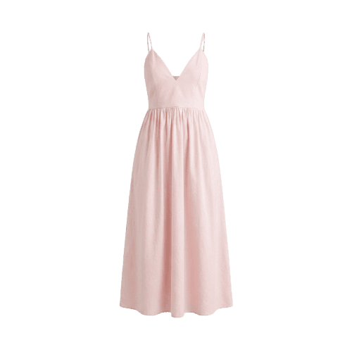 Vestido midi com decote V feminino - Rosa Claro