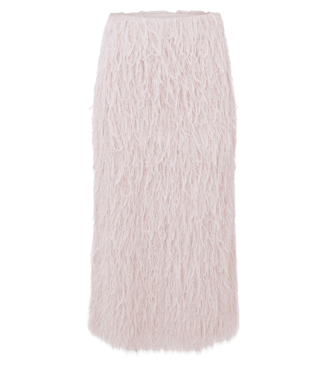Saia Midi com Textura de Pelos Artificiais