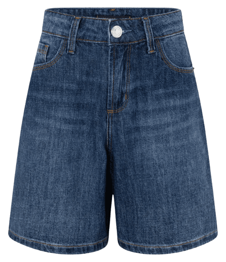 Bermuda em Jeans com Passantes no Cós e Bolsos Blue Jeans Escuro