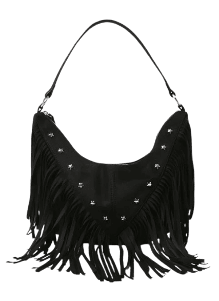 bolsa meia lua com franjas