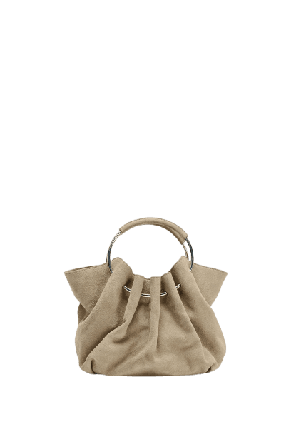 Bolsa de Couro Camurça com Alça Rígida