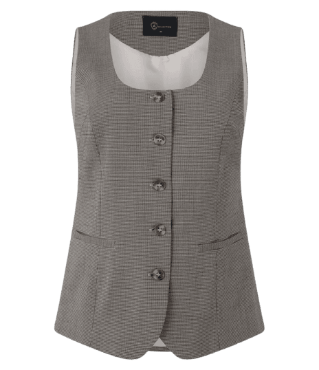 Colete Alfaiatado com Decote Quadrado e Estampa Pied de Poule Cinza