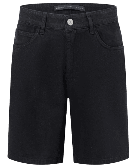 Bermuda Slim em Sarja Marmorizada com Bolsos Preto