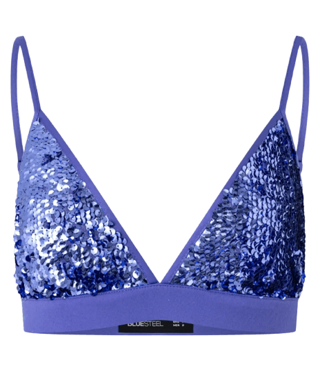 Blusa Top em Paetê com Decote V Azul