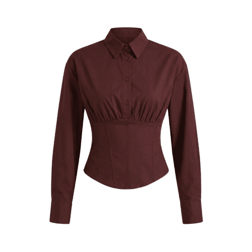 Camisa de manga comprida com efeito corpete