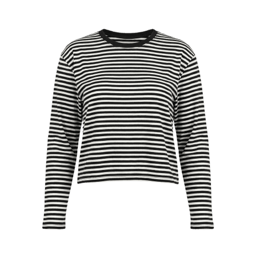 Camiseta feminina boxy listrada