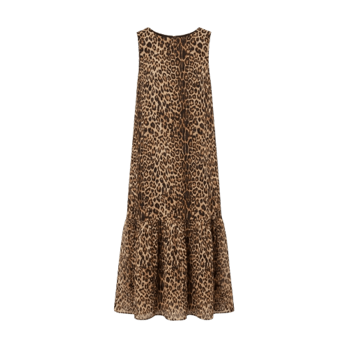 Vestido De Georgette Midi Decote Costas Estampado