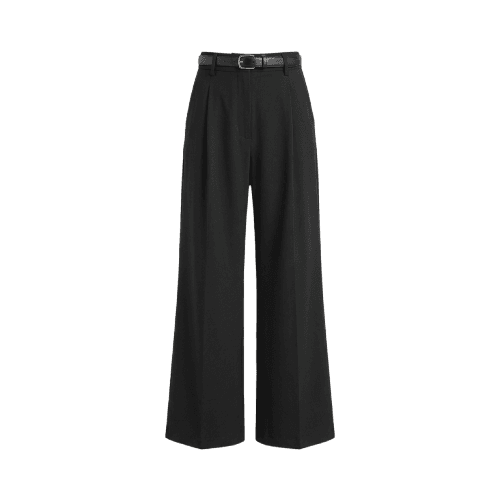 Calça pantalona wide leg com pregas feminina - Preto