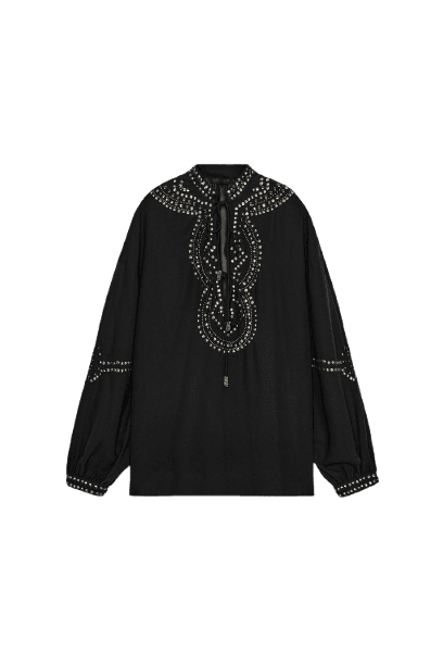BLUSA SEMI-TRANSPARENTE COM MIÇANGAS
