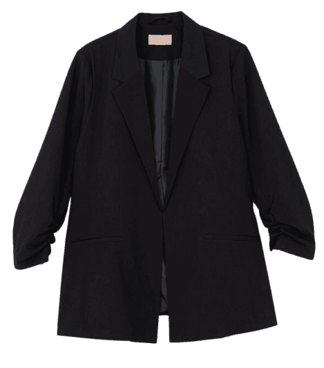 Blazer Alongado Em Crepe Manga Puxadinha Curve & Plus Size Preto