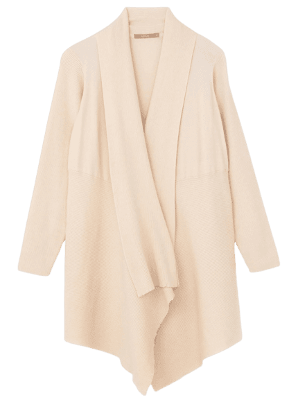 Cardigan Alongado Em Tricô Com Barra Pontuda Curve & Plus Size Bege