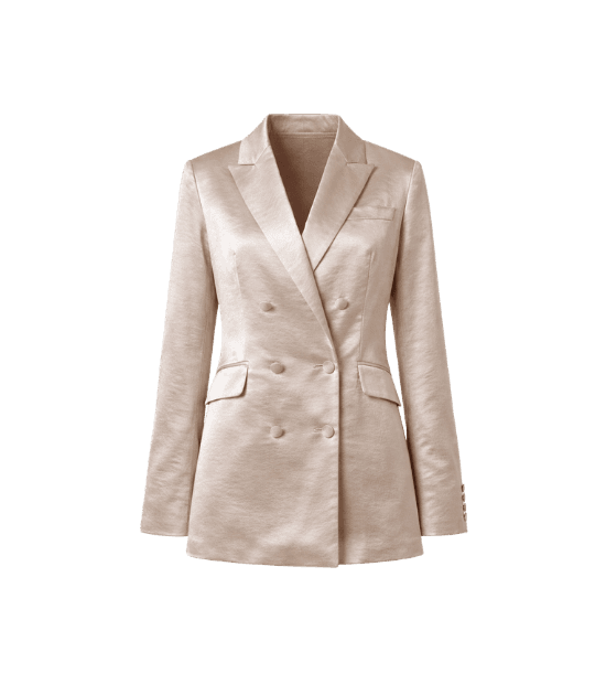 blazer de alfaiataria feminino acetinado mindset bege