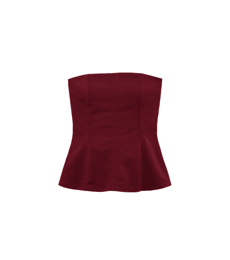 blusa peplum feminina sem alça texturizada vinho