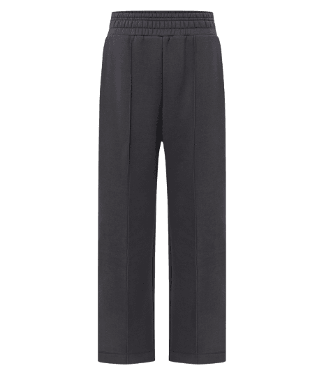 Calça Wide Leg em Moletom com Friso Cinza