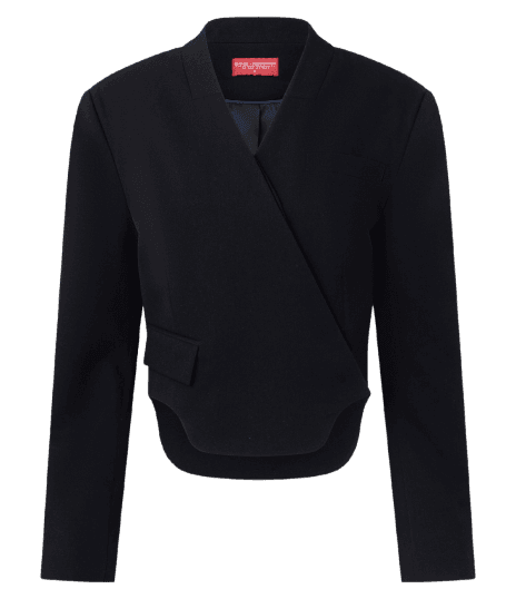 Blazer Alfaiatado com Ombro Maxi Oversized e Decote em V Transpassado