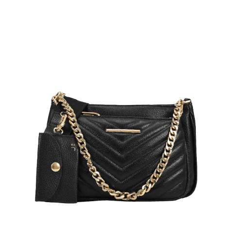 Bolsa Infinita Transversal Preto Couro