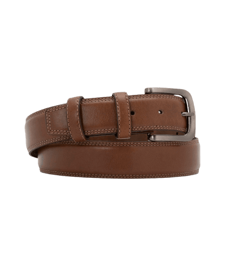 Cinto em Couro com Textura e Passante Duplo