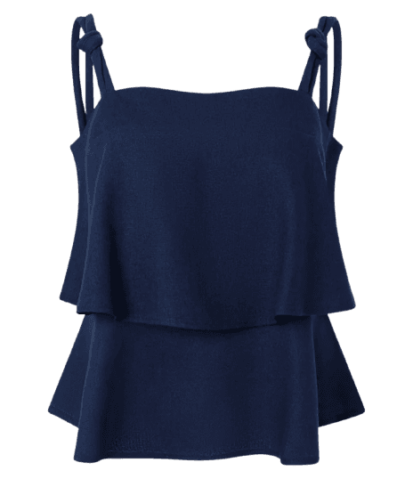 Blusa em Camadas com Detalhe de Nó na Alça Azul