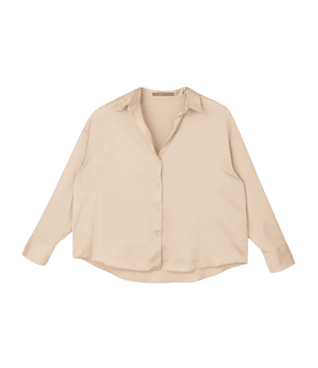 Camisa em Cetim Curve & Plus Size Bege