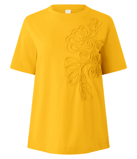 Camiseta em Algodão com Bordado Floral