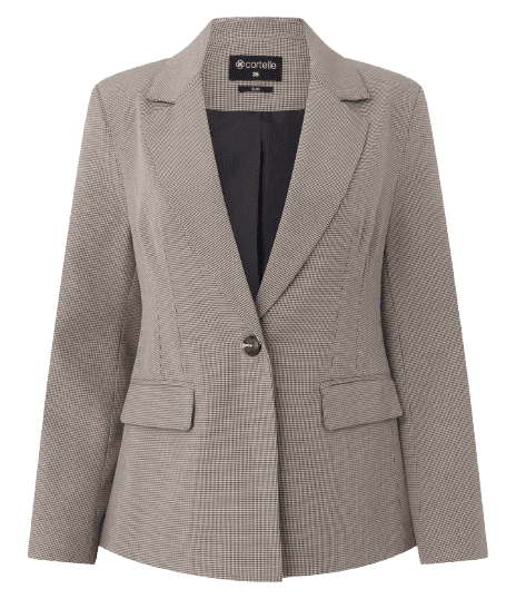 Blazer Ampulheta Alfaiatado com Padronagem Pied de Poule