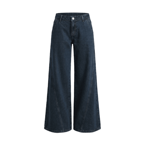 calça pantalona cintura baixa jeans circular