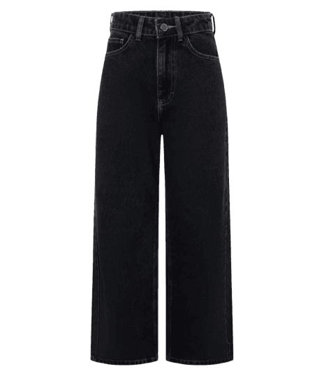Calça Cropped Reta Jeans com Lavagem Clássica Preto
