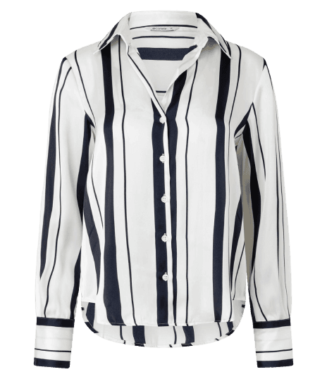 Camisa Acetinada com Listras e Vista com Botões
