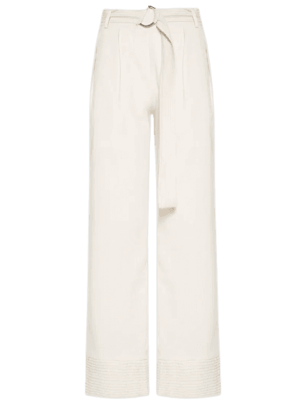 Calça Feminina Pantalona Com Cinto Bege Basiq