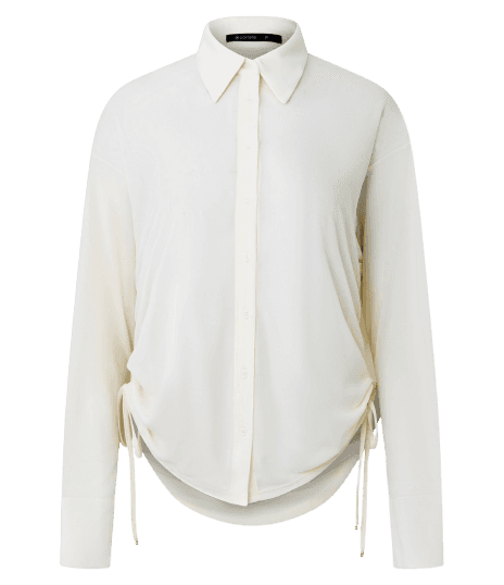 Camisa em Tule com Transparência e Puxadinho Lateral