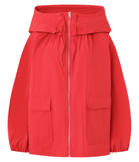 Jaqueta Oversized Leve com Capuz e Mangas Balonê