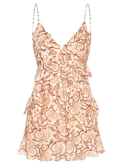 Vestido Curto Luréx Estampa Suspiro Bege Dress To