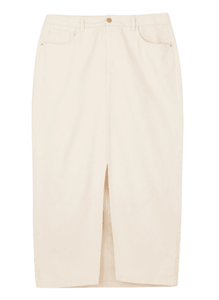 Saia Longa Em Sarja Com Fenda Curve & Plus Size Off White