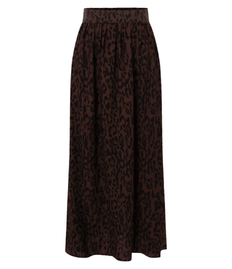 Saia Midi em Crepe com Estampa Animal Print Marrom