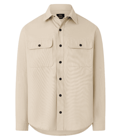 Camisa Em Sarja Com Botões E Bolsos Bege