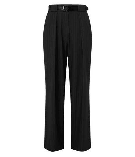 Calça Pantalona Alfaiatada com Cinto e Risca de Giz