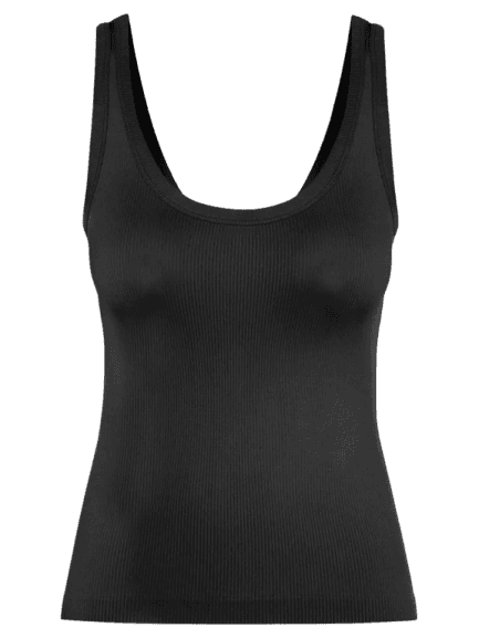 Regata Feminina Poliamida Canelada Decote em U Preto Basiq