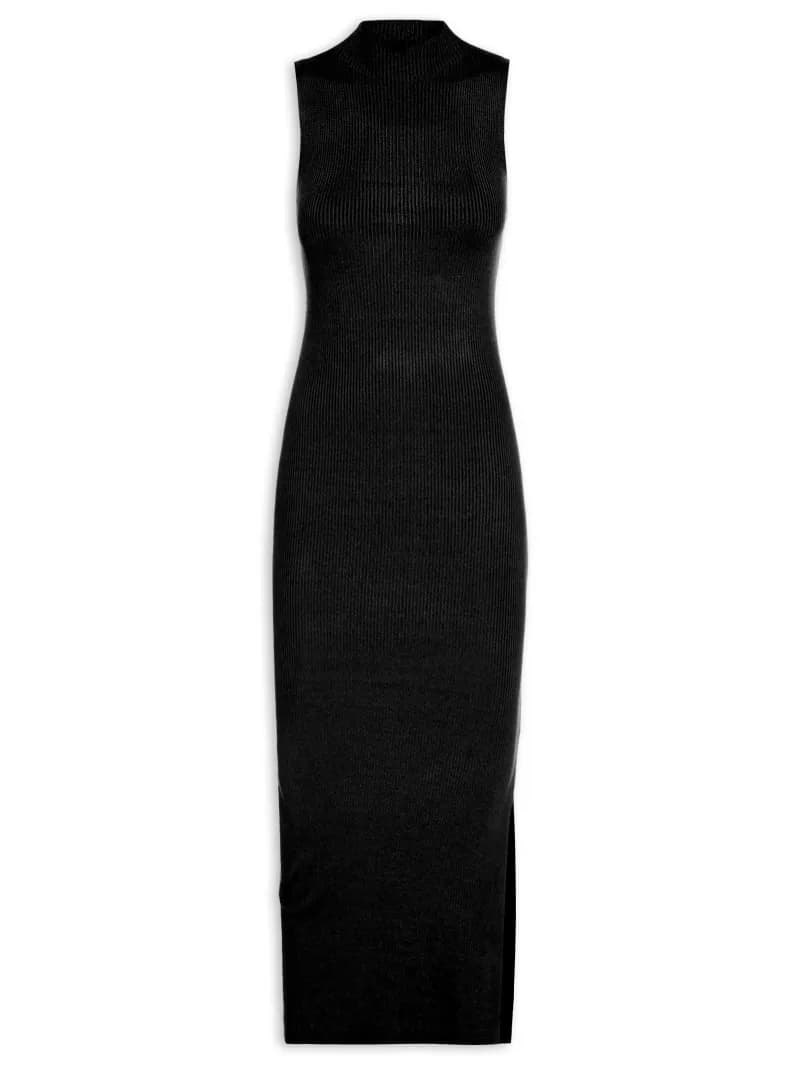 Vestido Midi Em Tricot Preto Market 33