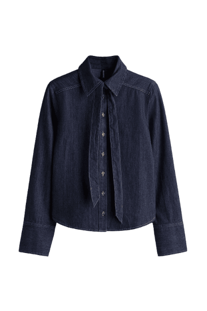 Camisa em denim com amarração