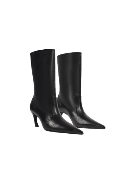 Bota Lexi Mid Slouch Bootie Couro Preta