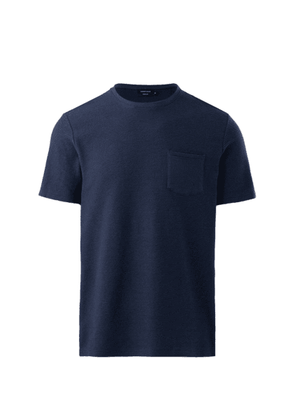 Camiseta Texturizada Em Algodão Com Bolso Azul