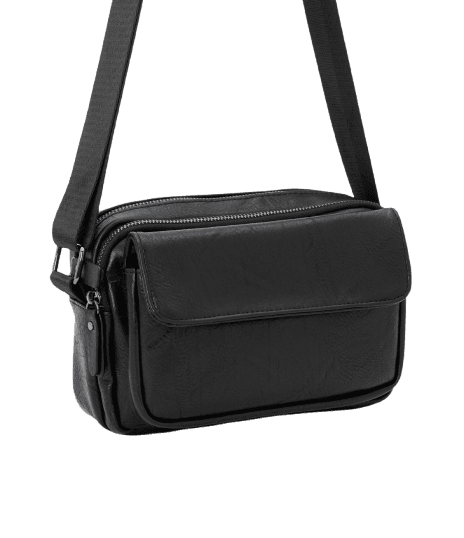 Bolsa Shoulder Bag em PU com Bolso Flap